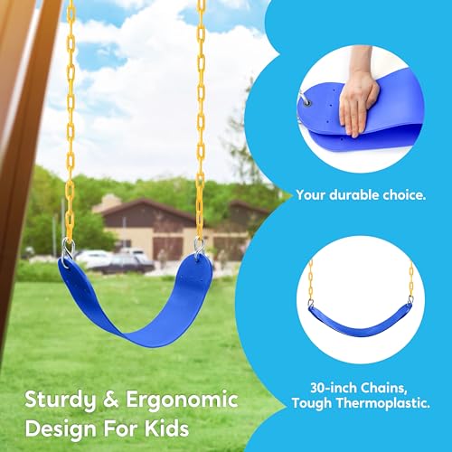 Outdoor Swing Seat Replacement Kit with Heavy Duty Chains - Blue
