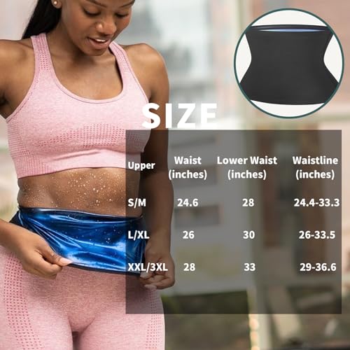 Blue Small-Medium Waist Trainer Trimmer Sweat Belt for Women Lower Belly Fat Sauna Slimming Belt