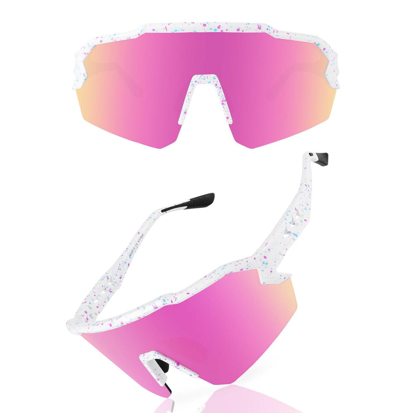 Ukoly Baseball Sunglasses For Men Women,Sports Sunglasses For Baseball Running Cycling UV400 protection TR90 Frame 615 (Pink)