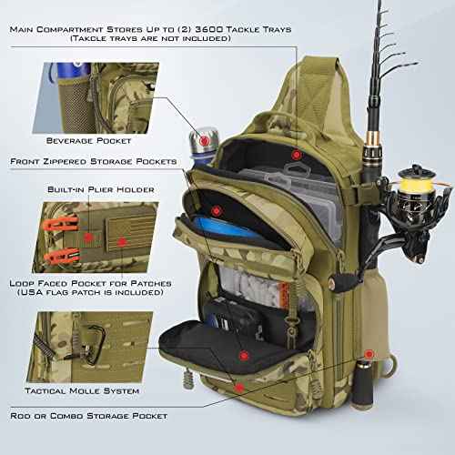 KastKing BlowBak Tactical Sling Tackle Bag-Lightweight Fishing Backpack Storge Fishing Gear and Equipment,Gift for Men