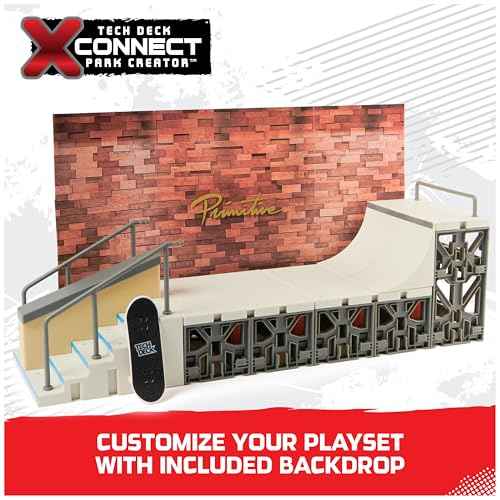 Tech Deck, Primitive X-Connect Skate Park, Customizable and Buildable Ramp Set with Exclusive Fingerboard, Kids Toy for Ages 6 and up
