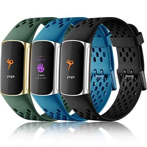 Maledan Compatible with Fitbit Charge 5/ Fitbit Charge 6 Bands Women Men, Breathable Sport Band Soft Waterproof Replacement Wristbands Strap for Fitbit Charge 5/ Charge 6 Advanced Fitness Tracker