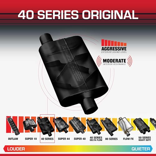 Flowmaster 40 Series Original Chambered Muffler ? 3.00" Offset In / 3.00" Center Out ? Aggressive Sound ? 16-Gauge Aluminized Steel ? For Muscle Cars, Street Rods, Trucks, SUVs & Strip Builds (43041)