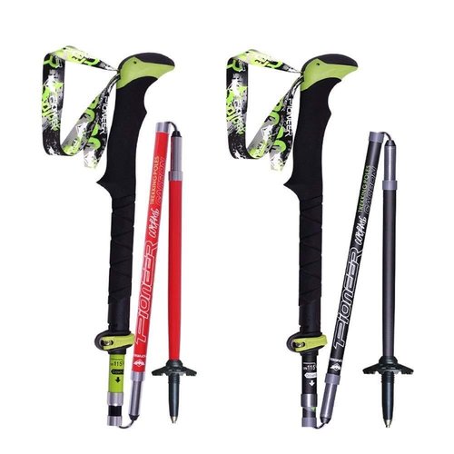 Hiking Poles 7001 Super-Hard Aluminum & Carbon Fiber Trekking Poles, Lightweight, Collapsible, Includes Mud Baskets, Foot Cover & Carry Bag