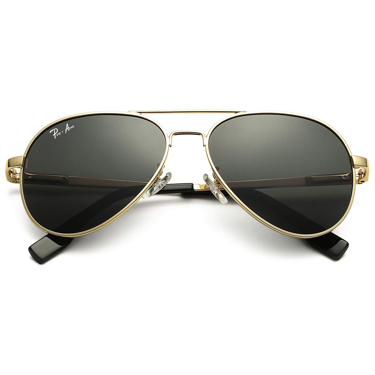 Pro Acme Kids Aviator Sunglasses for Boys Girls, Polarized Small Face for Youth Juniors Age 3-18, with Two Sizes 50MM 52MM (Gold Frame/Black Lens)