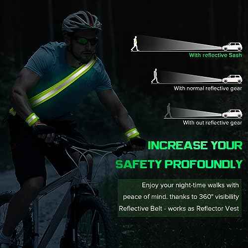 Reflective Sash for Walking at Night, High Visibility Reflective Running Gear Night Walking Safety Gear for Men Women Kids, Reflective Sash with 2 Pcs Reflective Armbands for Running Walking