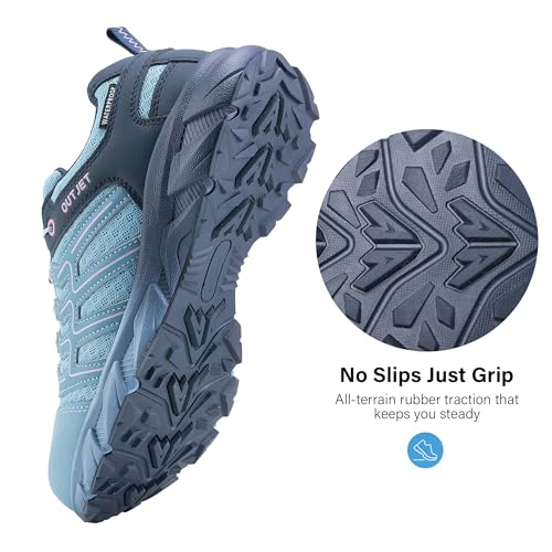 Women's Waterproof Hiking Shoes Blue 8.5 Lightweight Breathable Non-Slip Outdoors