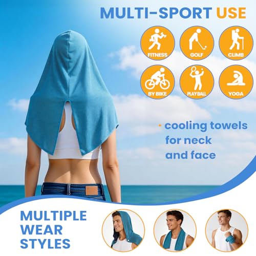 Cooling Hoodie Towels for Neck and Face 3 Pack - Light Gray Blue White