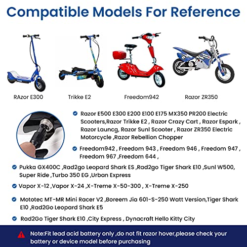 24V 1.5A Electric Scooter Battery Charger Replacement for Razor E100 E200 E300 MX350