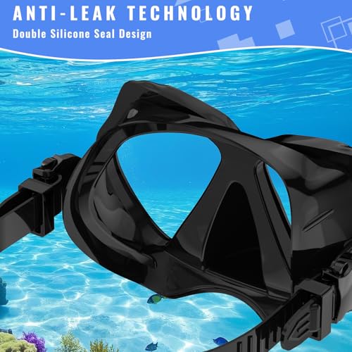 Black Adult Snorkeling Set with Mask & Dry-Top Snorkel - Panorama View