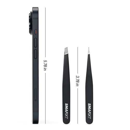 Smafixt Tweezers for Women and Men Facial hair, 2-Pack Slant and Point Precision Eyebrow Tweezers Set for Splinter and Ingrown Hair Removal