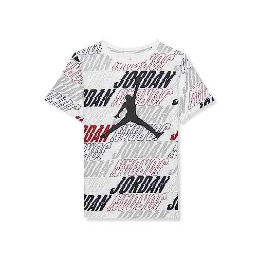 Jordan Boy's JM Vibes All Over Print Short Sleeve Tee (Big Kids) White MD (10-12 Big Kid)