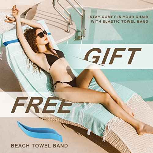 Turkish Beach Pool Towel with Elastic Band Oversized Sand Free Quick Dry Sandproof Cute Compact Lightweighter Thin Extra Large Xl Big Adult Clearance Resistant Travel Essentials Accessories Must Haves