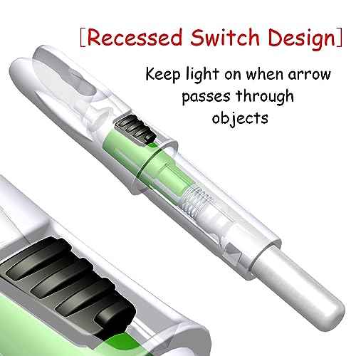 6PCS Lighted Nocks for Arrows with .246/ .244/ .233/ .204/ .165 Inside Diameter Bolts with ON/Off Switch Light up Knocks Compound Bow Arrow Nocks for Hunting Shooting