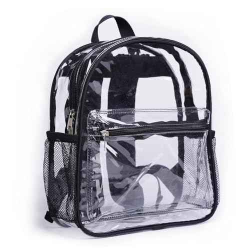 ZENPUNK Clear Backpack for Stadium Approved 12¡¿12¡¿6, See Through Bag, PVC Transparent Backpack for Festival Sport Event Concerts (BLK)