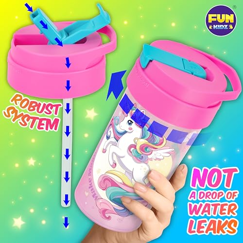 17oz Kids Water Bottle with Leak-Proof Lid & Silicon Straw - BPA Free, Dishwasher Safe, Toddler-Friendly Design for Girls