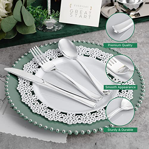 Silver Disposable Cutlery Set - 500 Pieces, Food-Grade Plastic Utensils