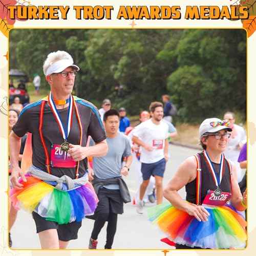 Thanksgiving Medals Turkey Medals with Neck Ribbons 2 Inch Turkey Trot Awards for Thanksgiving Prizes Turkey Racing Medals Fall Holiday Party Supply