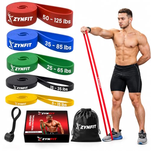 Multicolor 5-Level Resistance Bands Set for Full Body Workout - 5-125 lbs