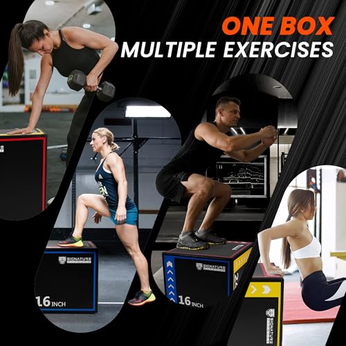 Fitvids Foam Plyo Jumping Exercise Box, 16¡±x20¡±x24¡± plyometric jump box for Home Gym Workout, High Density Foam Core and Non-Slip Surface, Suitable for Box Jumps, Step-Up, Box Squat, Fitness Training