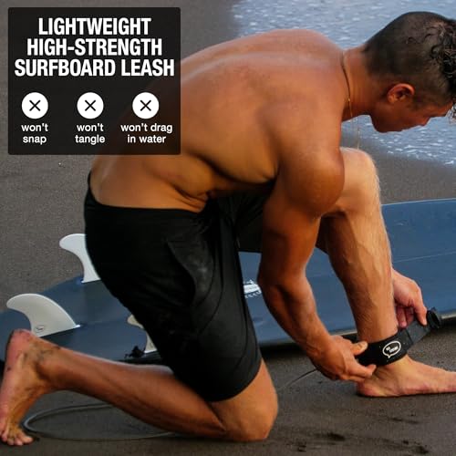 Ho Stevie! Premium Surf Leash Black 8 Feet - No Tangles, Lightweight, High-Strength