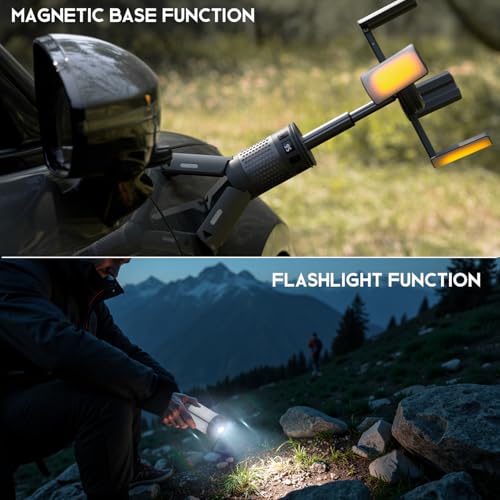 Green Telescopic Camping Light with Stand - 40H Playtime, Magnetic Base