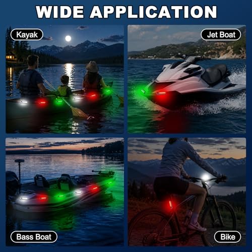 Rechargeable Kayak Navigation Lights - Red, White, Green, 28 Pack