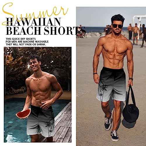 Men's Swim Trunks Hawaiian Bathing Mesh Lining Suit Swimsuits Beach Shorts with Pockets