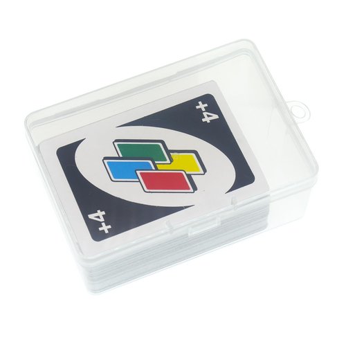 4Pcs Plastic UNO Card Case Box Holder Designed for 112Pcs Classic Mattel UNO Card Game, High Capacity Playing Card Case Box Storage (NO Cards)