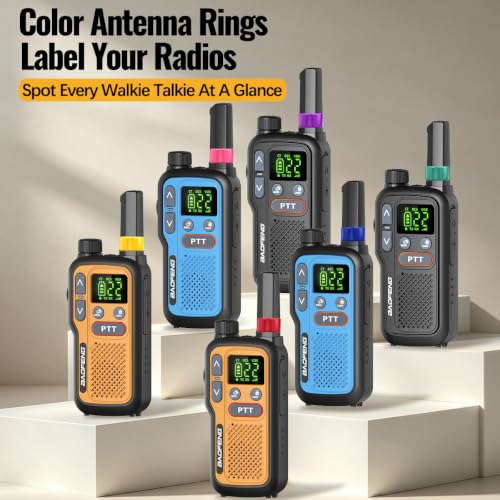 Colorful Long Range Walkie Talkies 6 Pack Rechargeable for Adults