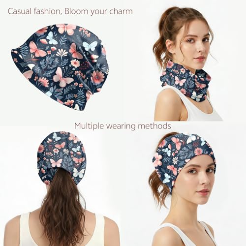 Deokke Butterfly Flower Slouchy Chemo Cap - Lightweight Head Wrap for Women Girls Men - Variation I-7-butterfly Flower