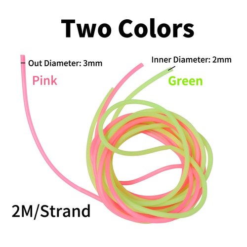 drain hose For Fishing Glowing Rubber Tubbing Rig Making Glow Tube Fishing Accessories Green Pink 3mm Soft Luminous Silicone Tube 2 meter pack water pump (Color : 2 packs mix)