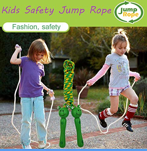 Kids Jump Rope with Wood Handles - Outdoor Fitness & Party Toy Set (4 Pack)
