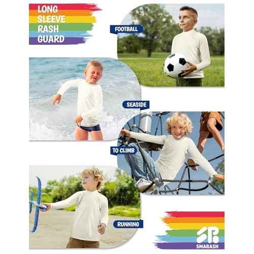 Boys Rash Guard Swim Shirts Long Sleeve UPF 50+ Swimwear Toddler Kids Sun Protection SPF Water Surfing Swimming Shirts 0-16Y