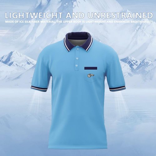 CUEJDSA Men's Baseball Softball Umpire Polo Shirt, Mens Short Sleeve Umpire Shirts, Referee Ref Umpire Jersey Uniform(Light Blue, Size 2XL)