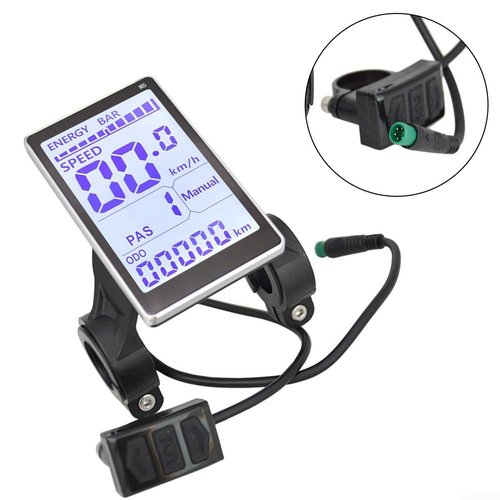 EBike LCD Display, Electric LCD Control Panel, 5 Pin M5 LCD-Panel Screen 24V 36V 48V 60V Electrics LCD-Meter Panels, Suitable For Electrics Bike Handles 31.8 22.2mm