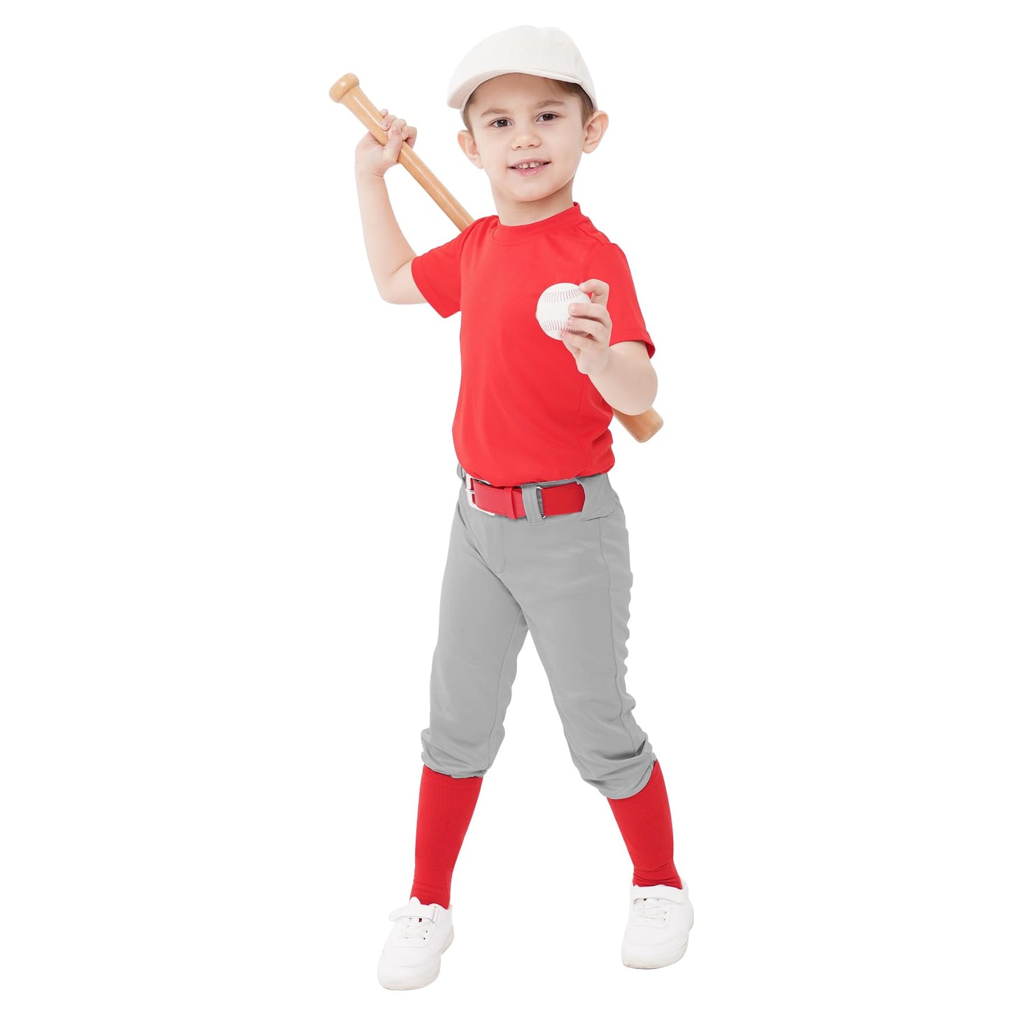 QBK Toddler Baseball Pants Youth Softball Pants Kids Tee Ball Pants for Boy Girl Gray 8-9Y