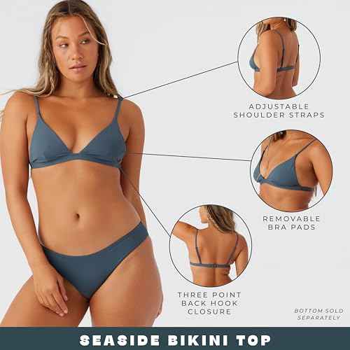 O'NEILL Women's Seaside Triangle Bikini Top - Tri Top for Women with Adjustable Straps and Removable Bra Pads