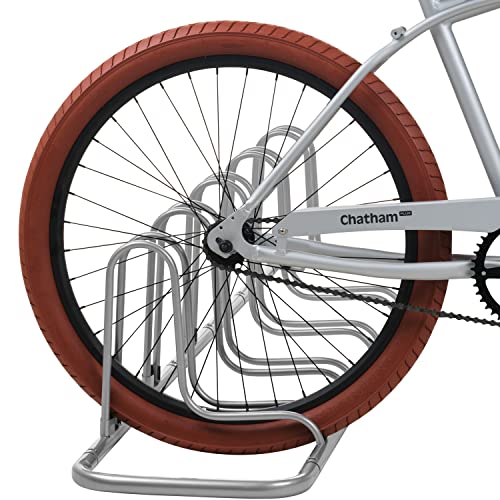 Bike Floor Stand Storage Rack for 5 Bikes - Weather Resistant Steel Organizer Grey