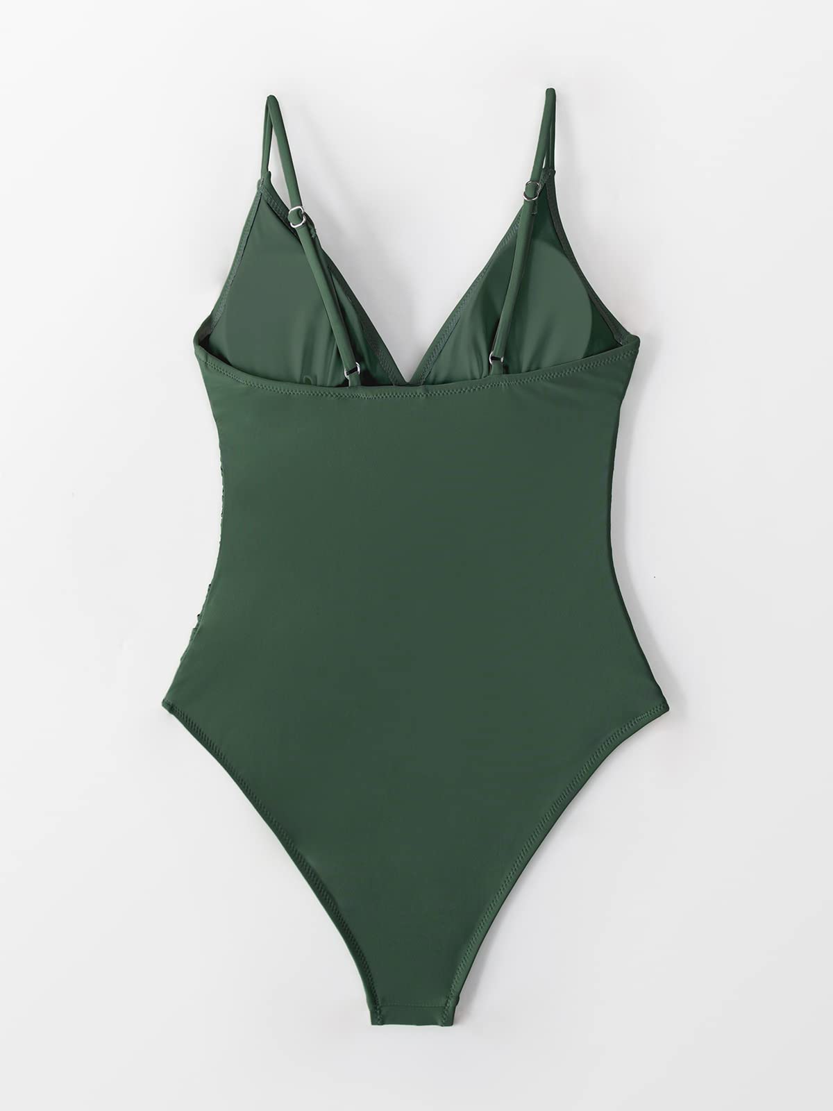 CUPSHE Womens Swimwear One Piece Swimsuit Tummy Control V Neck Bathing Suits Small Green