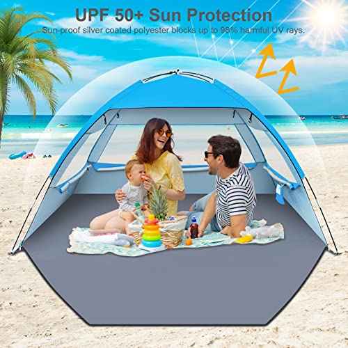 Gorich Beach Tent Sun Shelter for 3/4-5/6-7/8-10 Person with UPF 50£« UV Protection, Lightweight & Easy Setup Beach Shade Canopy, Portable Beach Shade Tent Beach Cabana