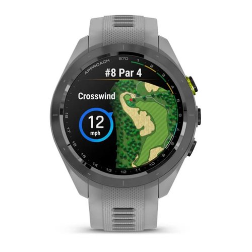 Garmin 010-02746-01 Approach S70 42 mm Premium GPS Golf Watch, Powder Grey Band Bundle with Deco Essentials Charging Dock, 3X Silicone Dust Cover and USB Type C Charging and Sync Cable