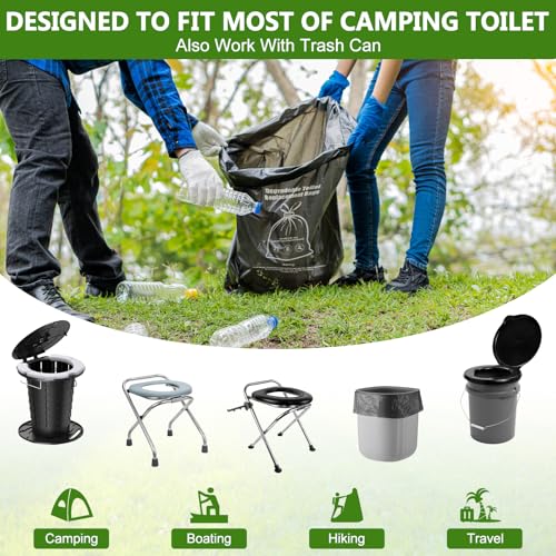 BLIKA Camping Toilet Bags Eco Absorbent Gel Set, Drawstring Portable Toilet Bags with Gel, 8 Gallon (30L) Heavy Duty 1.97 Mil, Toilet Replacement Bag with Toilet Powder for Camping Outdoor Hiking