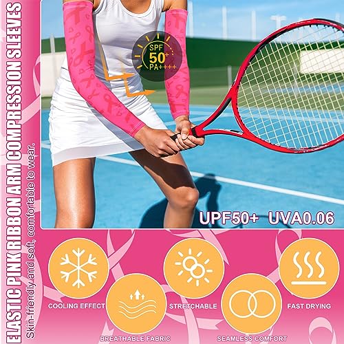 Pink Breast Cancer Awareness Arm Sleeves 30 Pairs - Rose Red Variation
