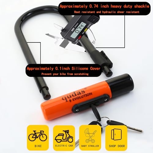 Heavy Duty Bike U Lock with 4ft Cable and Mounting Bracket - Long