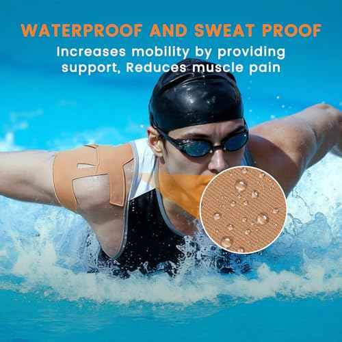 Precut Kinesiology Tape for Shoulder, 10 Pcs Athletic Knee Tape for Shoulder Pain Relief Waterproof Elastic Supports Hypoallergenic Latex-Free Tape for Sports - Beige