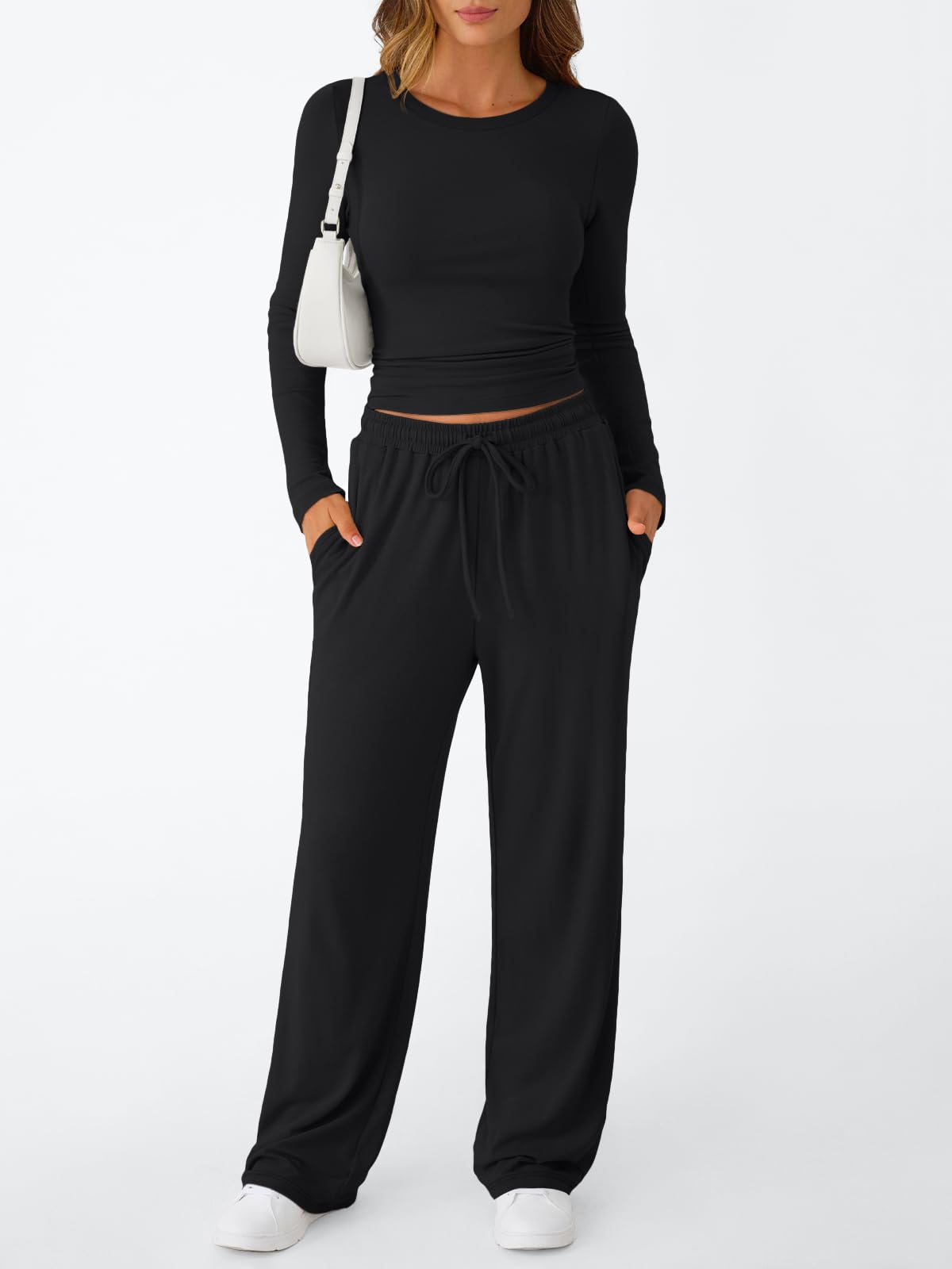 Trendy Queen Womens Two 2 Piece Matching Lounge Sets 2026 Early Fall Fashion Must Haves Y2K Workout Gym Clothes Comfy Airport Travel Vacation Luxury Outfits Sweatsuit Winter Clothing