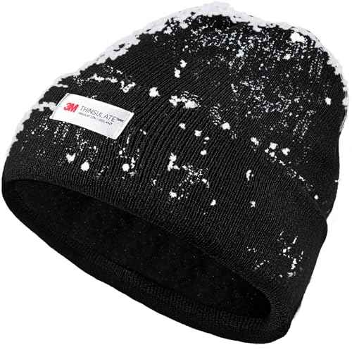 Waterproof Winter Fleece Lined Beanie Hat for Men Women Warm Knit Cuffed Beanie Thick Skull Cap Unisex Windproof Watch Hat