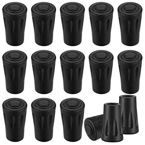 16 Pcs Walking Stick Tips, Black Trekking Pole Tips Replacement Protectors, Walking Cane Tips Replacement Rubber Tips for Walking Sticks Hiking Poles Walking Poles Cane Tips, 11mm/0.43" Diameter