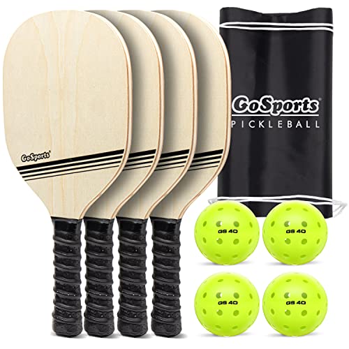 Pickleball Set with 4 Paddles and Balls - Classic, Steel Blue - Portable Carry Case